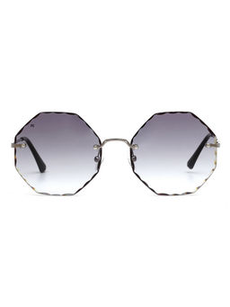 Scott Sunglasses - Gradient Grey Lens Hexagonal Sunglass Rimless Black Frame (58)