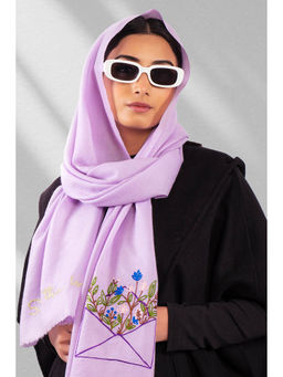 October - Fine Wool Embroidered Scarf - Enveloped