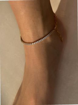 AQUASTREET - Zircon and Chain 18K Gold Plated Waterproof Anti-Tarnish Anklet