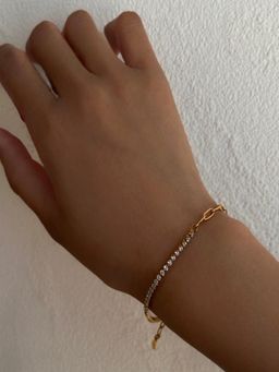 AQUASTREET - Zircon and Chain 18K Gold Plated Waterproof Anti-Tarnish Bracelet