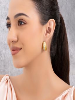 AQUASTREET - Two Tone C-Shaped 18K Gold Plated Waterproof Anti-Tarnish Earrings