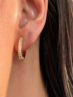 AQUASTREET - Zircon Huggie Small 18K Gold Plated Waterproof Anti-Tarnish Hoops