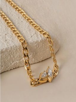 AQUASTREET - Tear Drop Zircon Chain 18K Gold Plated Waterproof Anti-Tarnish Necklace