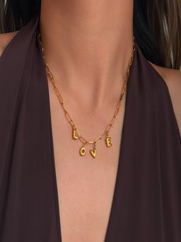 AQUASTREET - Balloon LOVE Charm Chain 18K Gold Plated Waterproof Anti-Tarnish Necklace