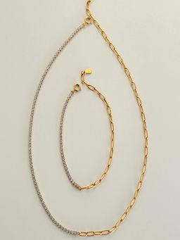 AQUASTREET - Chain 18K Gold Plated Waterproof Anti-Tarnish Necklace and Bracelet
