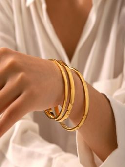 AQUASTREET - 4, 6, 8mm Openable 18K Gold Plated Waterproof Anti-Tarnish Kada (Pack of 3)