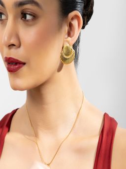 AQUASTREET - Zircon Shell 18K Gold Plated Waterproof Anti-Tarnish Earrings