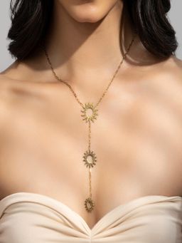 AQUASTREET - Triple Sun Long Lariat 18K Gold Plated Waterproof Anti-Tarnish Necklace
