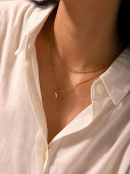 AQUASTREET - White Zircon Layered 18K Gold Plated Waterproof Anti-Tarnish Necklace