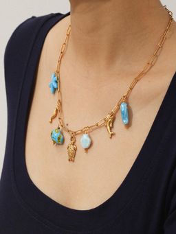 AQUASTREET - Fish and Sea Charms 18K Gold Plated Waterproof Anti-Tarnish Necklace