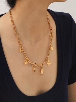 AQUASTREET - Fish and Sea Charms 18K Gold Plated Waterproof Anti-Tarnish Necklace