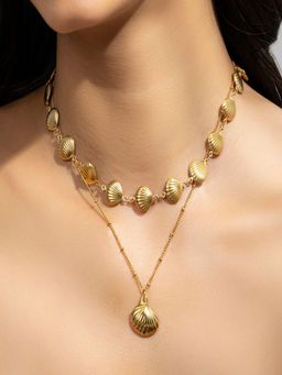 AQUASTREET - Shell 18K Gold Plated Waterproof Anti-Tarnish Necklace (Pack of 2)