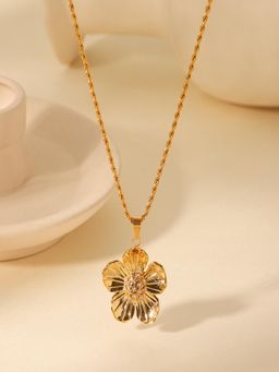 AQUASTREET - Zircon Floral Pendant 18K Gold Plated Waterproof Anti-Tarnish Necklace