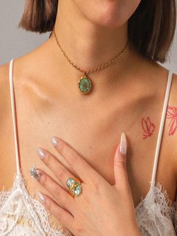 AQUASTREET - Shell Starfish 18K Gold Plated Waterproof Anti-Tarnish Necklace and Ring