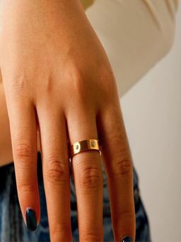 AQUASTREET - Round Zircon Minimal 18K Gold Plated Waterproof Anti-Tarnish Ring