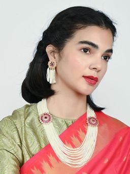 Odette - Alloy Beaded Pearl Jewellery Set For Women