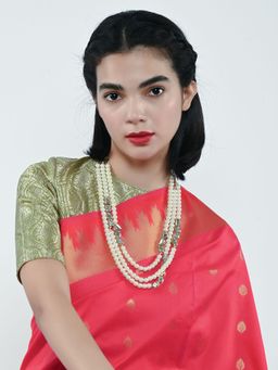 Odette - Alloy Beaded Pearl And Kundan Embellished Necklace For Women