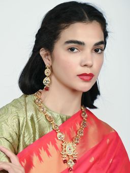 Odette - Golden Alloy Kundan Jewellery Set For Women