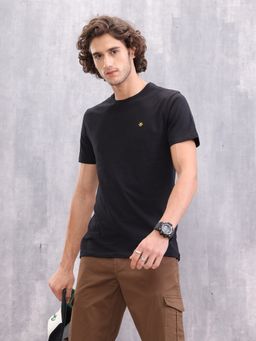 WROGN - Black Solid Crew Neck Slim T-Shirt