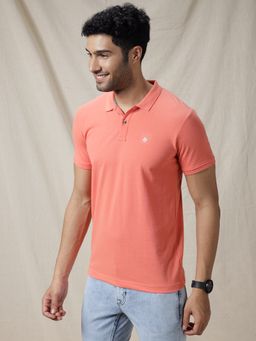 WROGN - Pink Solid Collar Neck Slim Polo T-Shirt
