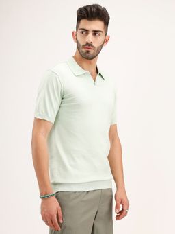 WROGN - Green Solid Collar Neck Slim Polo T-Shirt