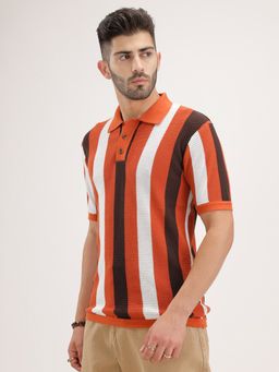 WROGN - Multi-Color Stripes Collar Neck Slim Polo T-Shirt