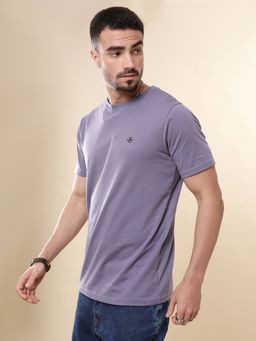 WROGN - Purple Solid Crew Neck Regular T-Shirt