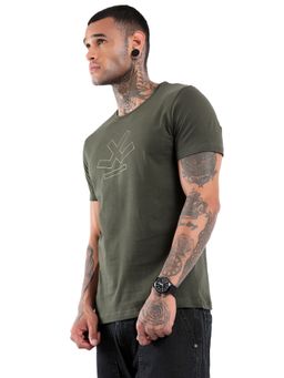 WROGN - Olive Graphic Crew Neck Slim T-Shirt