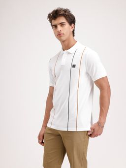 WROGN - White Stripes Collar Neck Slim Polo T-Shirt