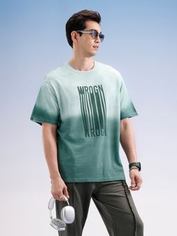 WROGN - Green Printed Crew Neck Oversized T-Shirt