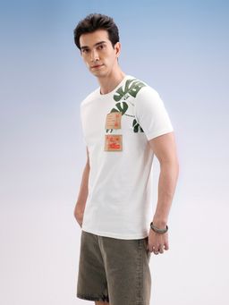 WROGN - White Printed Crew Neck Slim T-Shirt