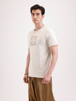 WROGN - Beige Solid Crew Neck Slim T-Shirt