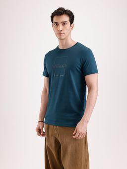 WROGN - Teal Printed Crew Neck Slim T-Shirt