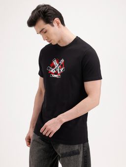 WROGN - Black Printed Crew Neck Slim T-Shirt