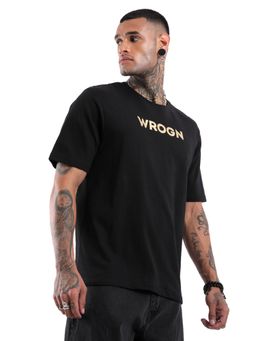 WROGN - Black Typography Crew Neck Slim T-Shirt