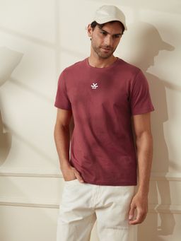 WROGN - Maroon Printed Crew Neck Slim T-Shirt