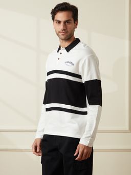 WROGN - Off White Colorblock Collar Neck Oversized Polo T-Shirt