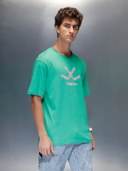 WROGN - Green Printed Crew Neck Comfortable T-Shirt