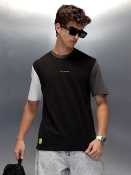WROGN - Black Solid Crew Neck Regular T-Shirt