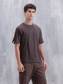 WROGN - Brown Solid Crew Neck Comfortable T-Shirt