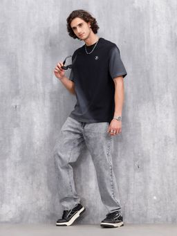 WROGN - Black Solid Crew Neck Oversized T-Shirt