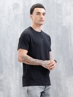 WROGN - Black Solid/Plain Crew Neck Slim T-Shirt
