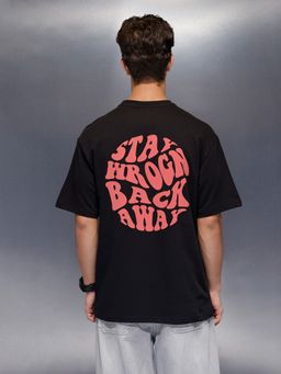 WROGN - Black Typography Crew Neck Oversized T-Shirt