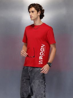 WROGN - Red Printed Crew Neck Slim T-Shirt