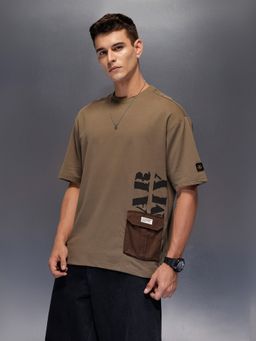 WROGN - Olive Solid Crew Neck Oversized T-Shirt