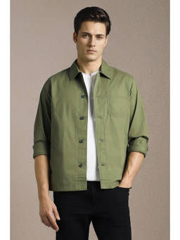 Louis Philippe - Men Casual Olive Solid Shacket
