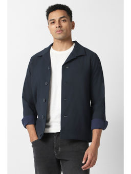 Van Heusen - Men Navy Blue Solid Party Jacket