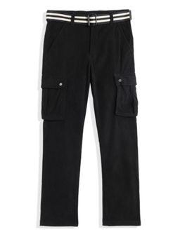 CAVIO - Boys Black Cotton Blend Cargos with Belt