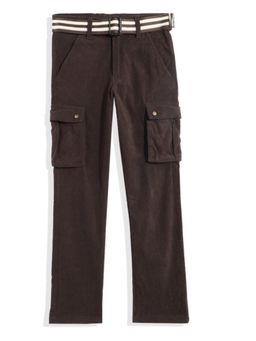 CAVIO - Boys Brown Cotton Blend Cargos with Belt