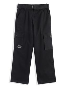 CAVIO - Boys Black Cotton Cargos with Belt